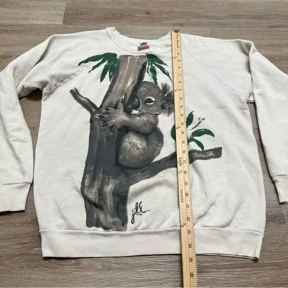 Vintage 1986 Koala Bear Large Sweatshirt Animal Outdoors Fruit Of The Loom White - Picture 2 of 7
